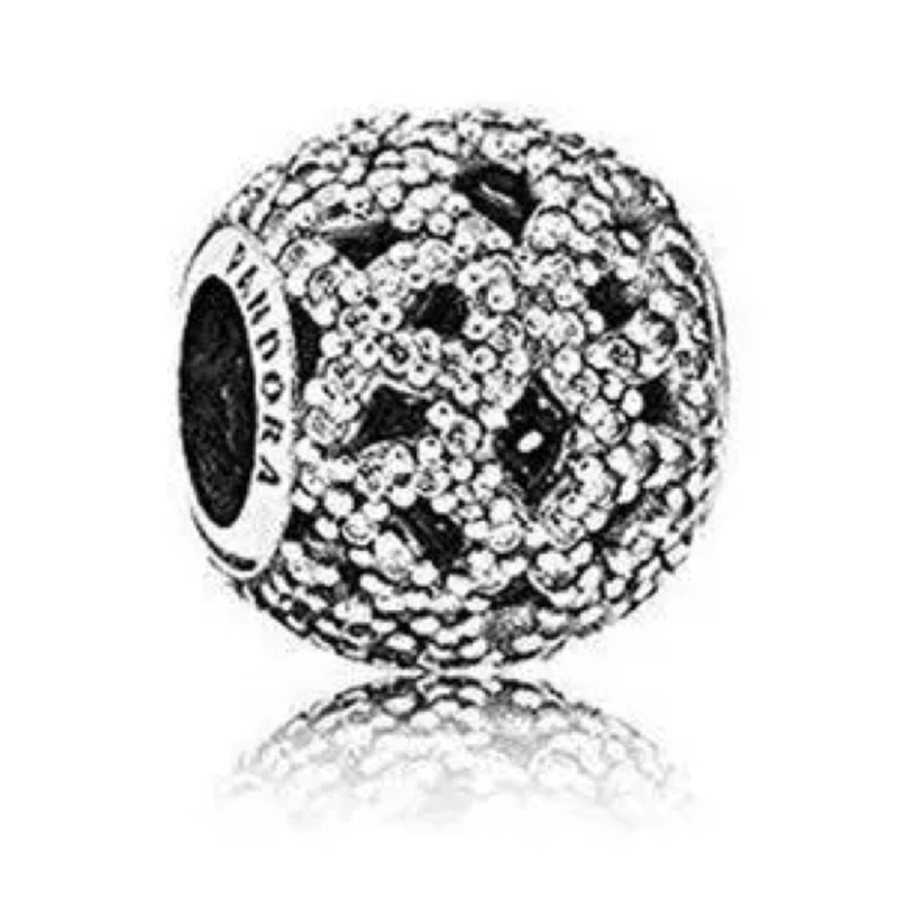 Authentic Pandora Shimmering Lace Ball Charm.